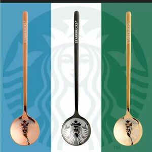 Starbucks Gold, Silver, and Black Stirring Spoon Trio